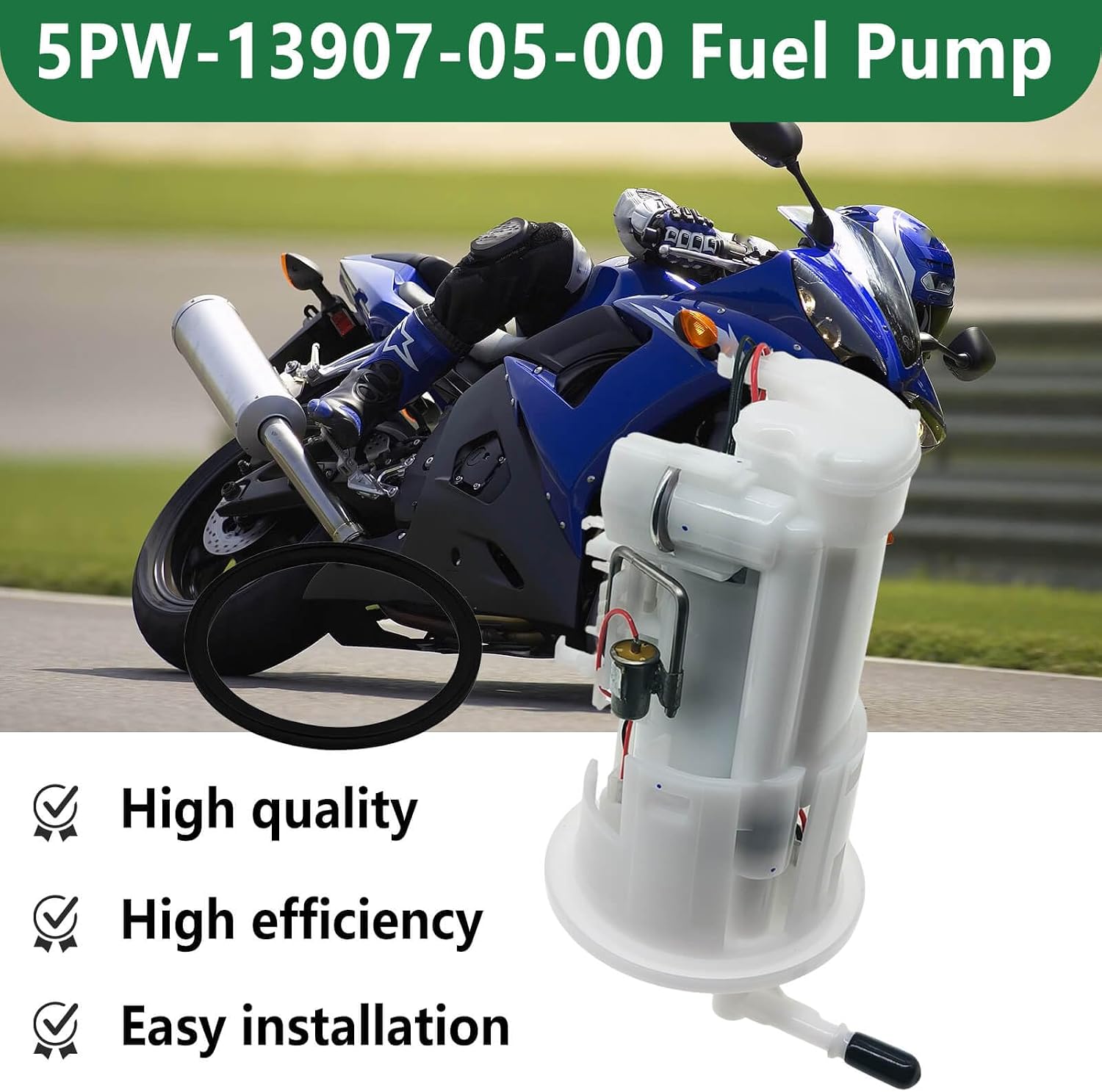 5PW-13907-05-00 Fuel Pump Module Assembly Fit for Yamaha YZF-R1 2002–2006, YZF-R6 2003–2005, YZF-R6S 2006–2009 | Replace 5PW-13907-01-00, 19B-24486-01-00