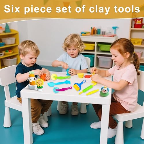 Miniatura 6 de Herramientas de arcilla, juego de herramientas de arcilla y masa para niños, kit de accesorios de masa artesanal con rodillo, espátula de corte,