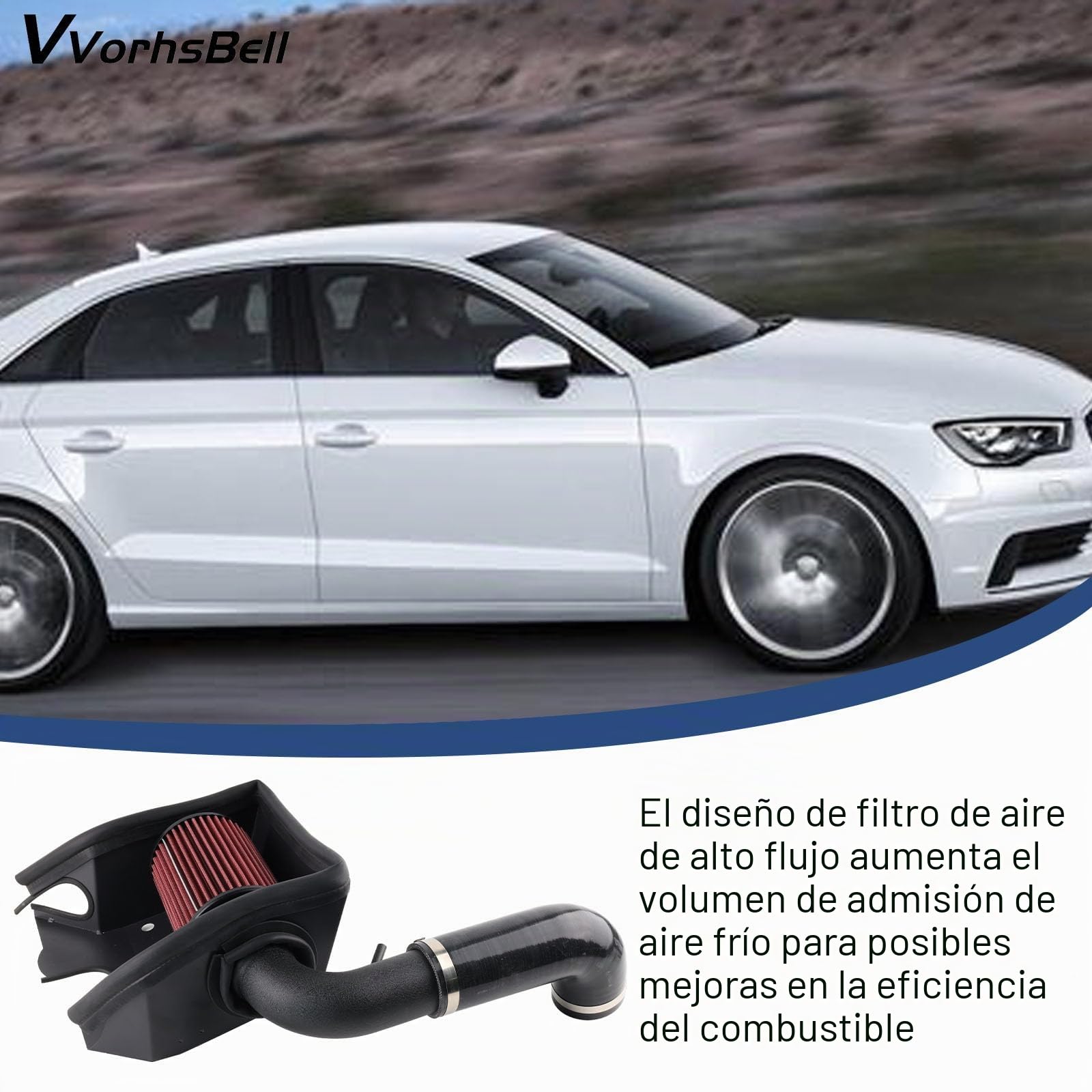Kit de admisión de aire frío compatible con motores Audi A3 Q2 Q3 VW Golf MK7 1.4L EA211, sistema de admisión de aire de alto rendimiento con escudo térmico