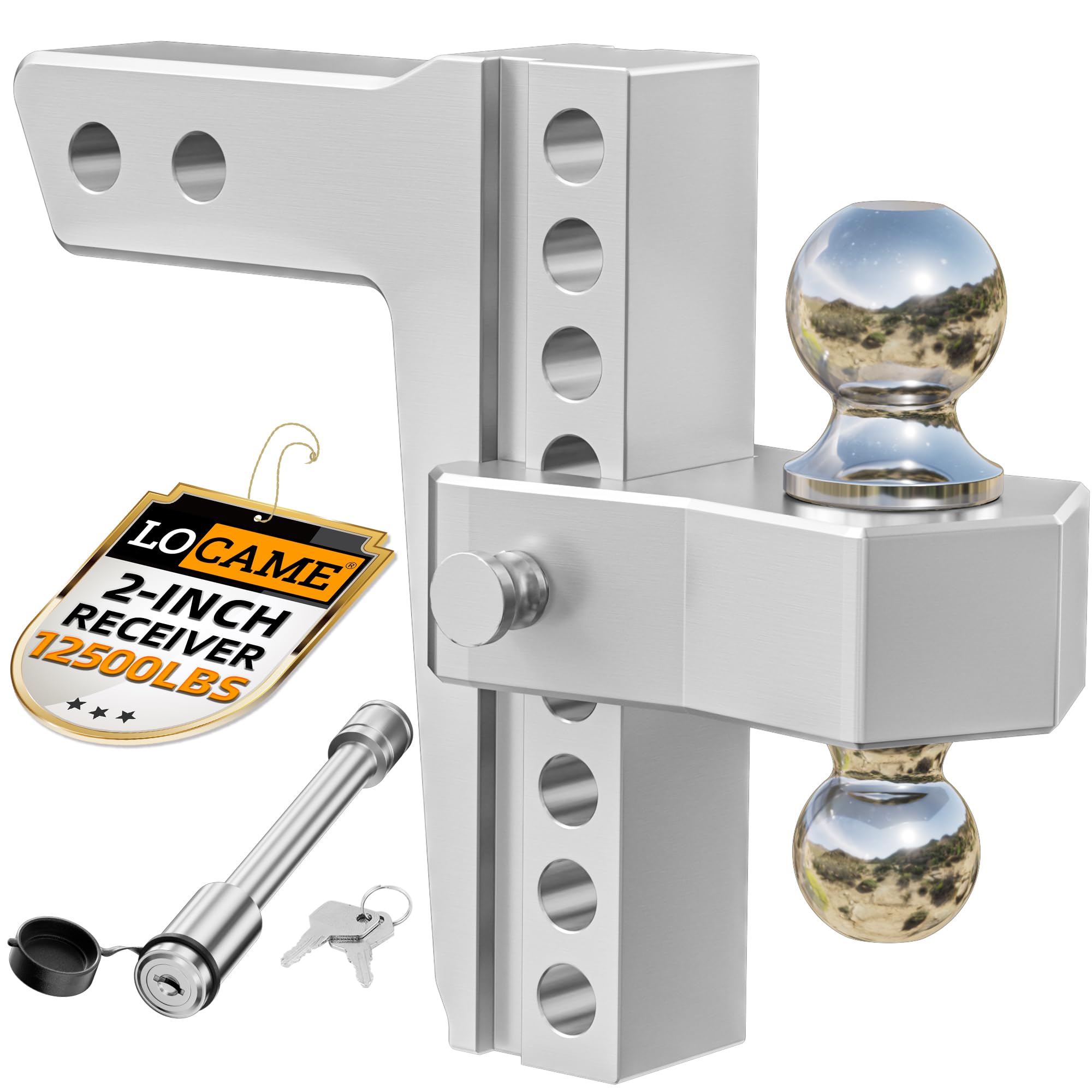 YATM 6-Inch Adjustable Drop Trailer Hitch - Fits 2-Inch Receiver, 15,000 Lbs Capacity