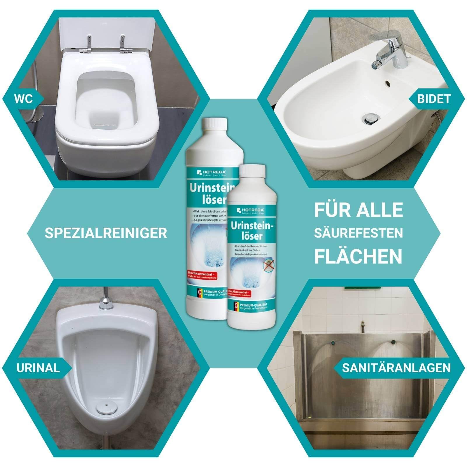 HOTREGA Urinsteinlöser Konzentrat 4x 1L | Starker Urinsteinentferner &