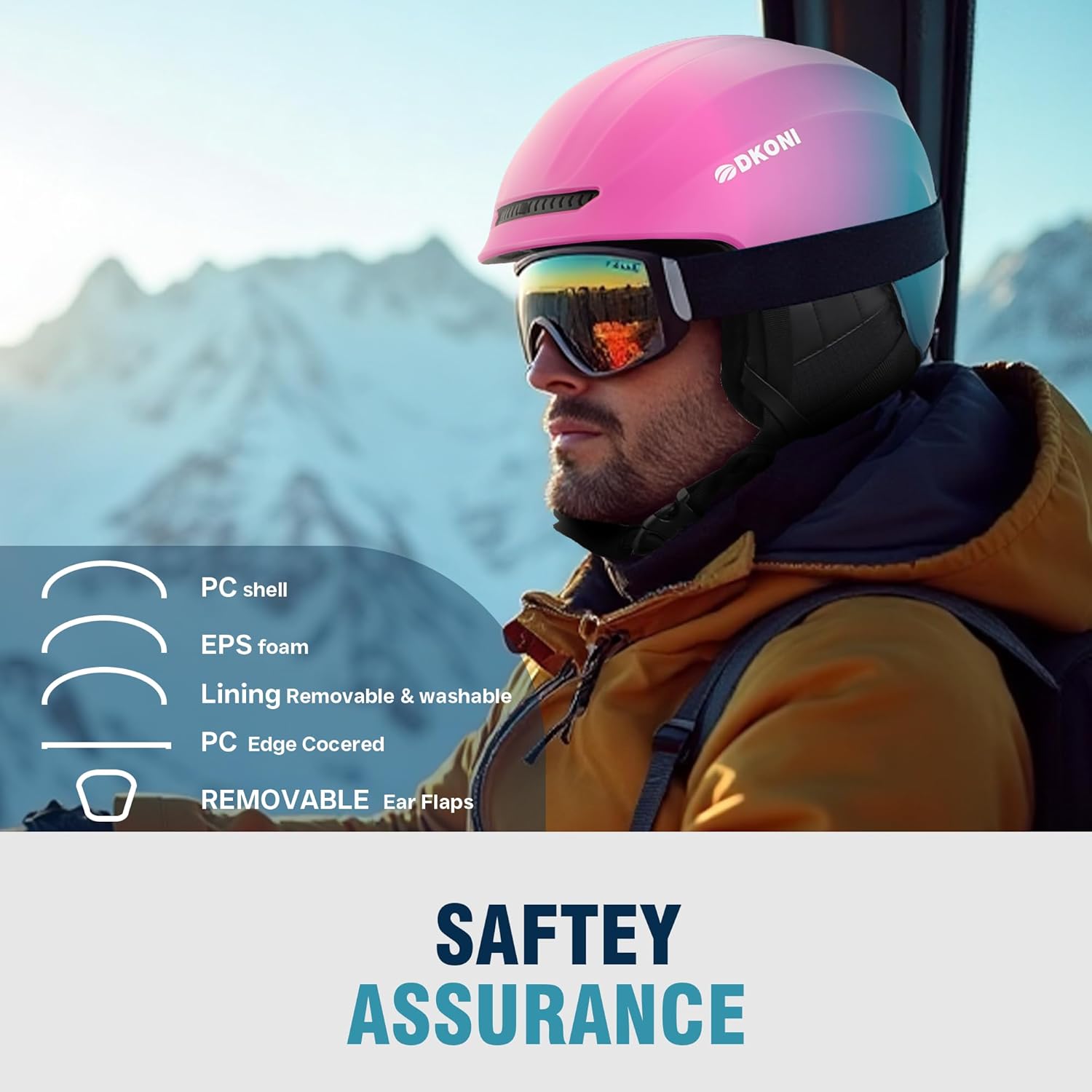 DKONI Ski Helmet, Snowboard Helmet for Men & Women, Two-Stage Adjustable Ventilation System, Snow Sports Helmet for Adults, Youth & Big Kids Medium: 21.2-22.5 inch (54-58cm) Blue Violet