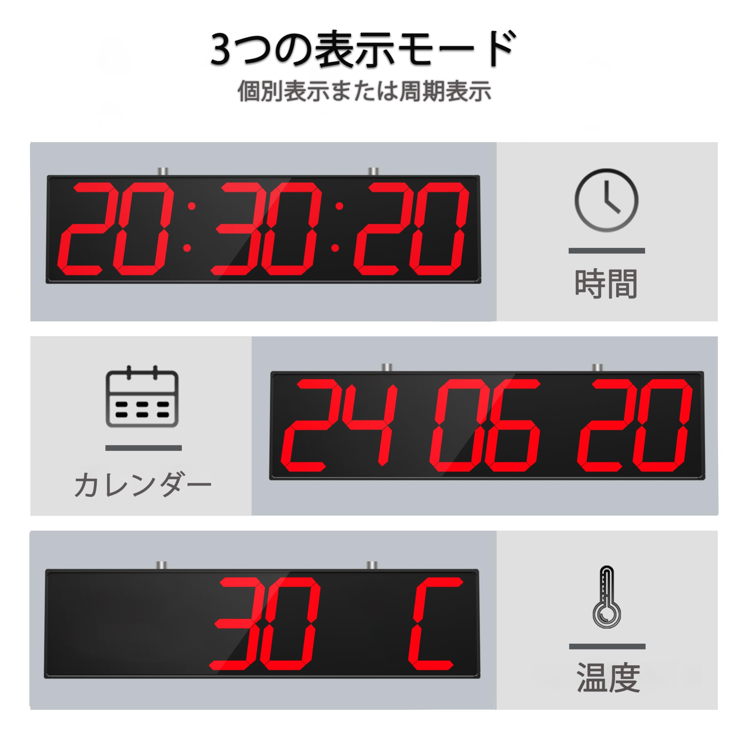 ★未開封品★CHKOSDA 27インチ両面デジタル壁掛け時計（レッド） Amazon.co.jp: CHKOSDA 27インチ両面デジタル壁掛け時計、タイマー