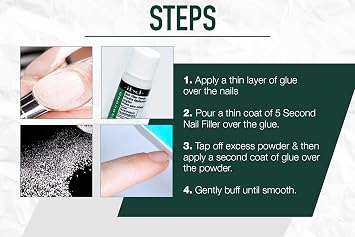 IBD 5 Second Nail Filler Powder Instant Nail Repair Powder & Strengthening for Cracked, Split & Damaged Nails, 4g, 3 ct