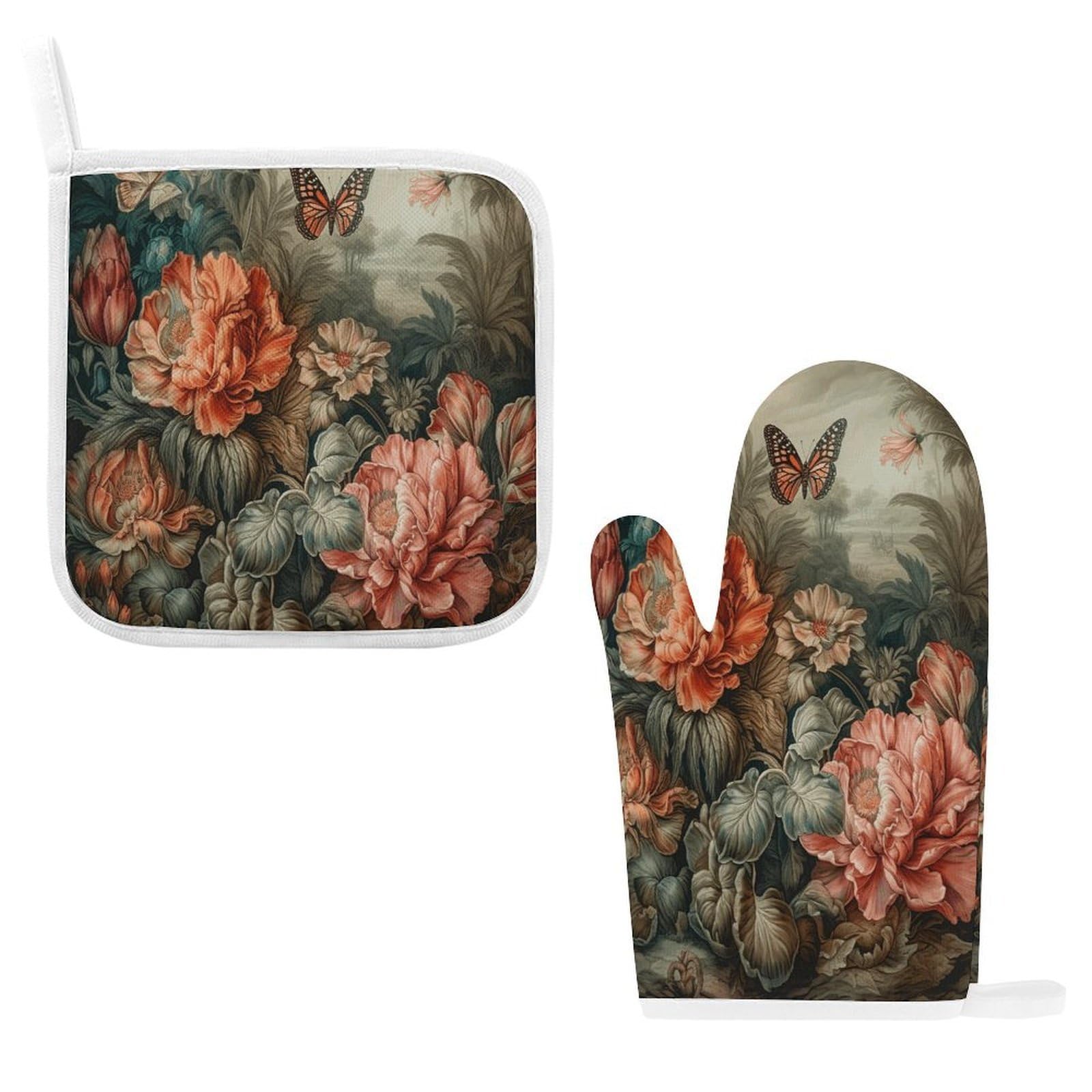 Fodpand Style Flowering Plant Oven Mitts And Pot Holders Sets