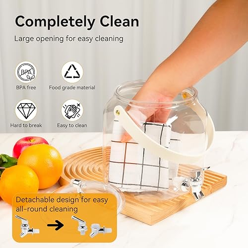 Miniatura 4 de Dispensador de bebidas de 1 galón, dispensador de jugos a prueba de fugas, dispensador de limonada de plástico sellado con tapas antioxidantes,