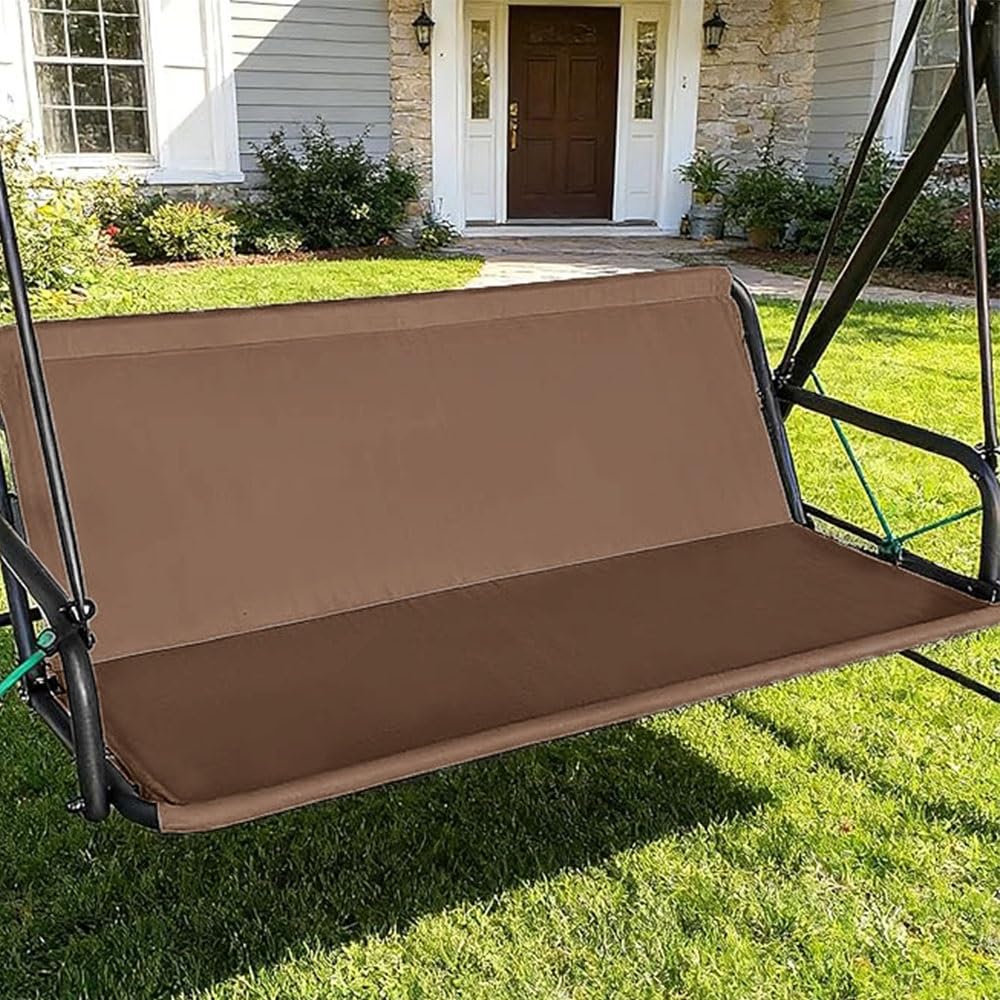 LARAKVEAKV Heavy Duty Swing Seat Cover Replacement, Thickened Oxford Cloth Outdoor 2/3 Seater Patio Garden Swing Seat Fabric Waterproof Chair Bench Cover(Brown,85x48x48cm)