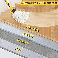 Vista 7 de Trapeador industrial profesional comercial resistente con mango largo de 54 pulgadas, mopa húmeda para el hogar, taller, limpieza de pisos