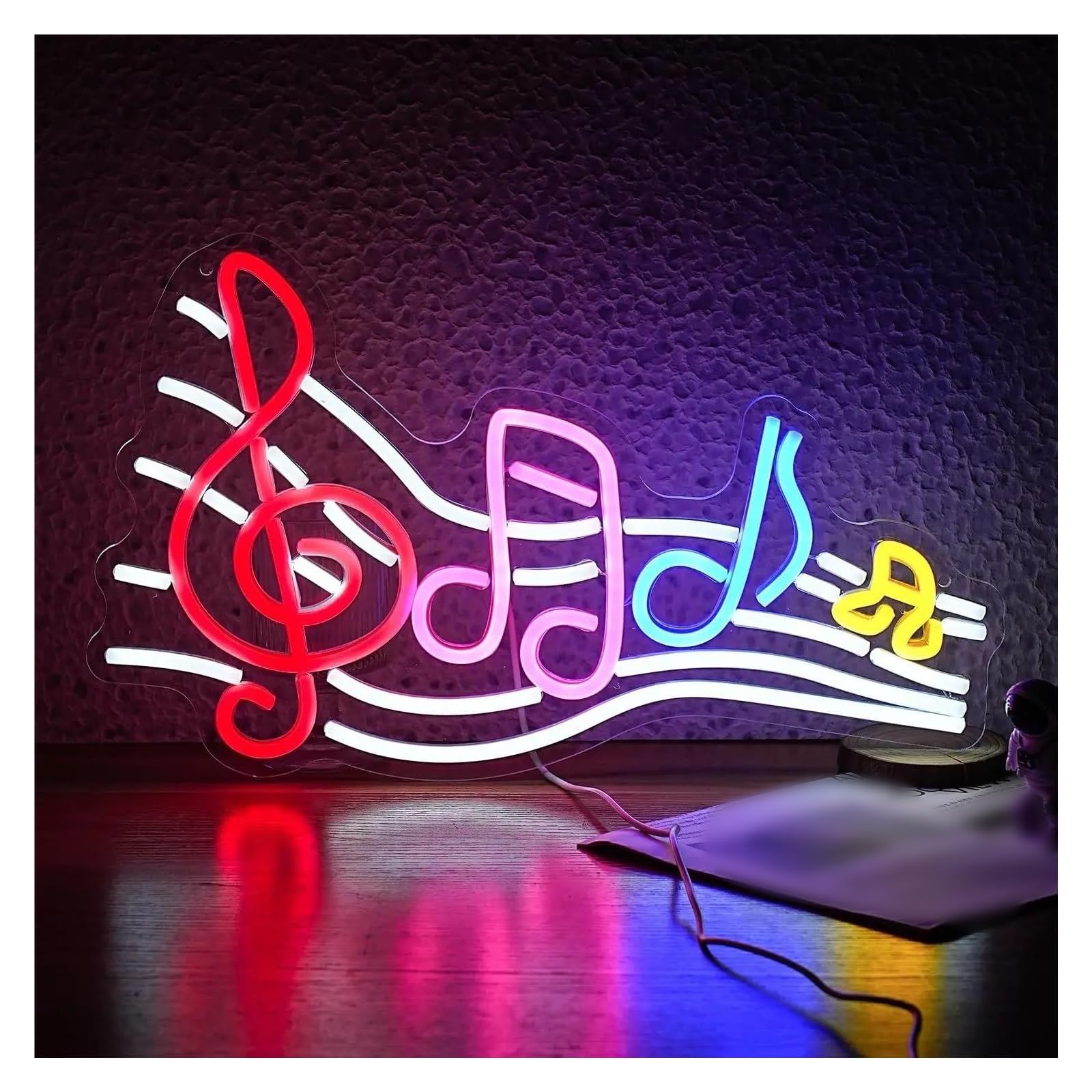 RONGCH Hanging Art Neon Signs Musical Staff Note Neon Sign Dimmable Light Wall Decor for Music Studio Classroom Party Bar Bedroom 42x25cm