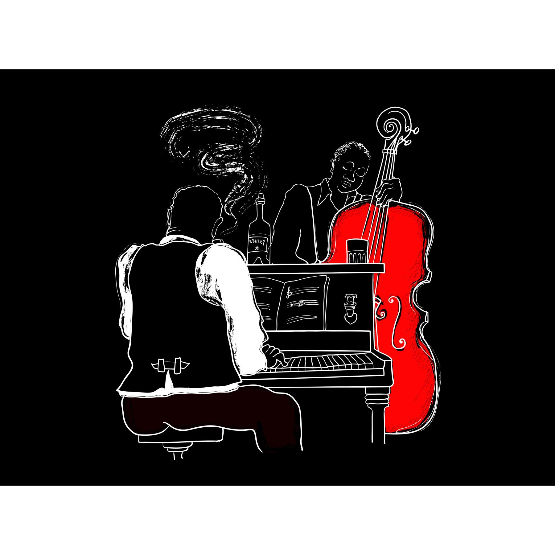 Wee Blue Coo Musicians Jazz Piano Illustration Art Print Poster Wall Decor