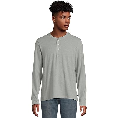 Мужская рубашка L.L.Bean Performance Pima Henley Long Sleeve forest gray heather
