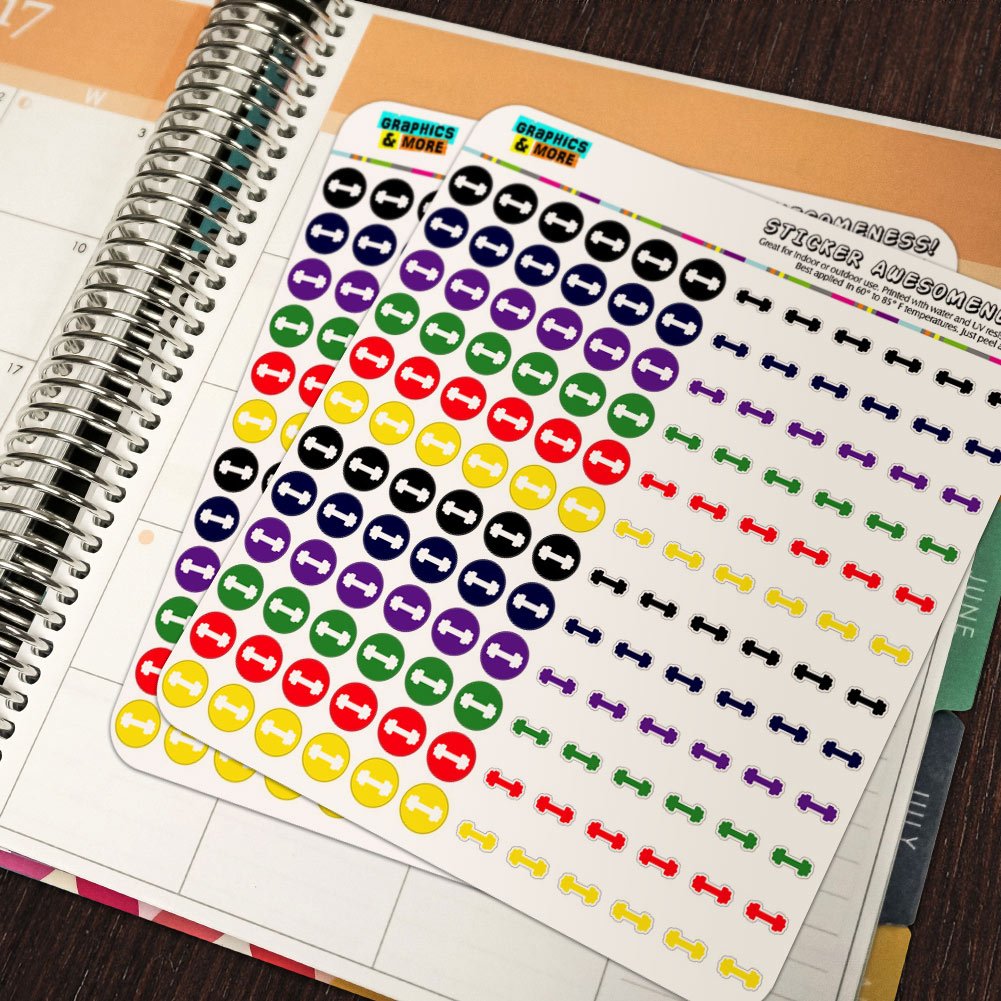 Dumbbell Exercise Weight Lifting Loss Workout Dots Planner Scrapbooking Crafting Stickers - Multi Color - Clear