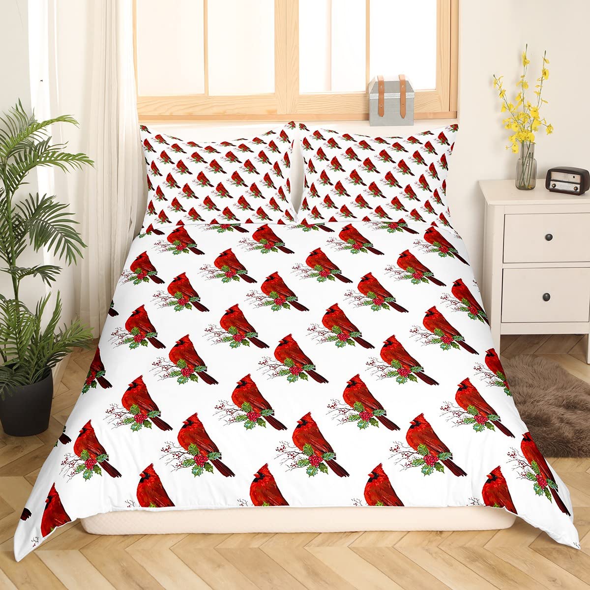 のため Erosebridal Red Cardinal Bedding?Sets Cardinals Birds Fitted?Sheet