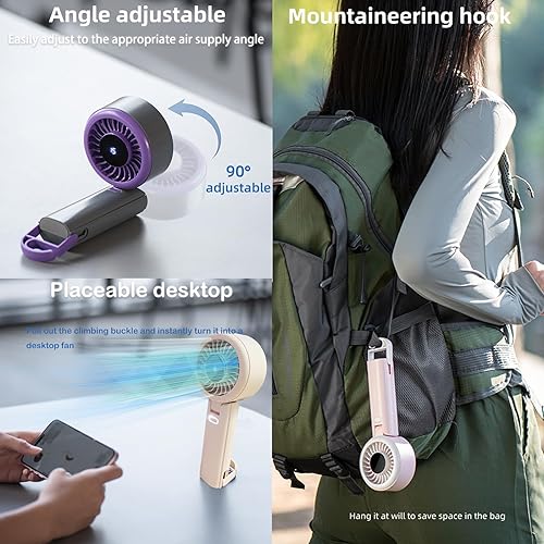 Miniatura 4 de Ventilador portátil 3 en 1 recargable por USB, mini ventilador de mano multifuncional, pequeños ventiladores con 100 ajustes de velocidad con