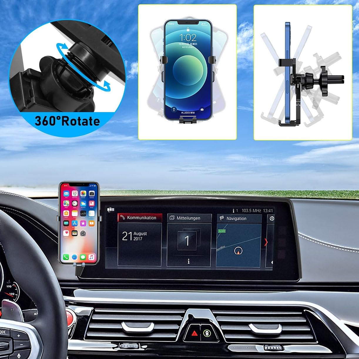 Soporte de teléfono móvil para Coche,Soporte de teléfono móvil Ajustable Giratorio 360°,para BMW G30 5 Series 6 Series GT G30 G31 G32 F90 M5 2018 2019 2020