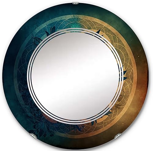 Ancient Sacred Retro Designs VI - Espejo de tocador, espejos de baño, espejos de pared para sala de estar, dormitorio, espejo redondo, grande, 24 x
