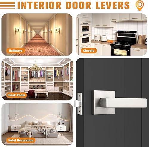 Miniatura 5 de Cerraduras Probrico de puerta, pasador de níquel satinado, 6 unidades, Plateado