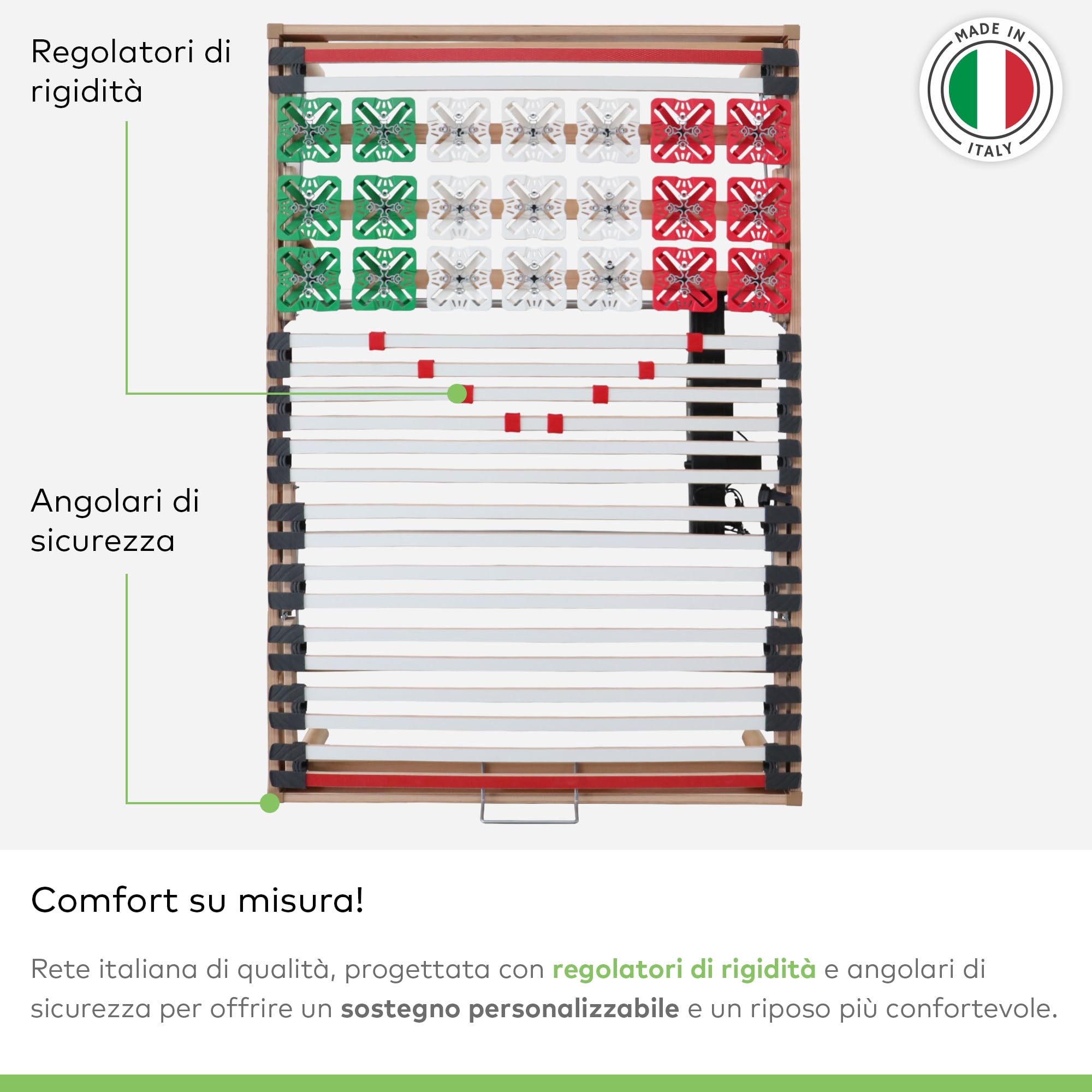 EVERGREENWEB Rete una Piazza e Mezza Elettrica 120x190 con DISPOSITIVO MEDICO Detraibile, Alzata Pieghevole, Doghe in Legno e Piattelli Basculanti, ORTOPEDICA Struttura RINFORZATA, 4 Piedi Smontabili