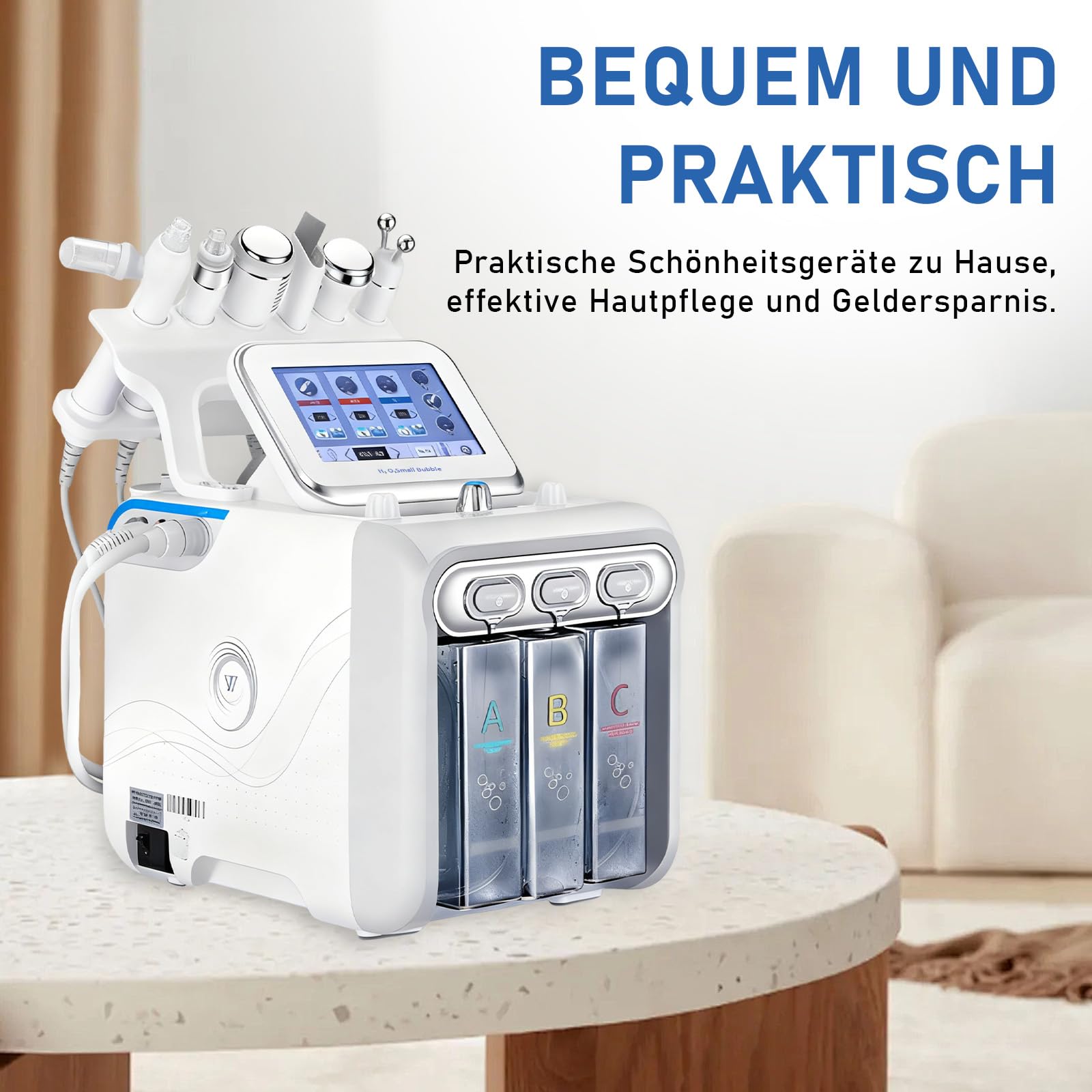 7 in 1 Gesichts-Wasserstoff-Sauerstoff-Schönheitsmaschine mit Maske, Multifunktions-Gesichtspflegegerät, Faltenreduzierung & Hydratation, At-Home Spa-Behandlung
