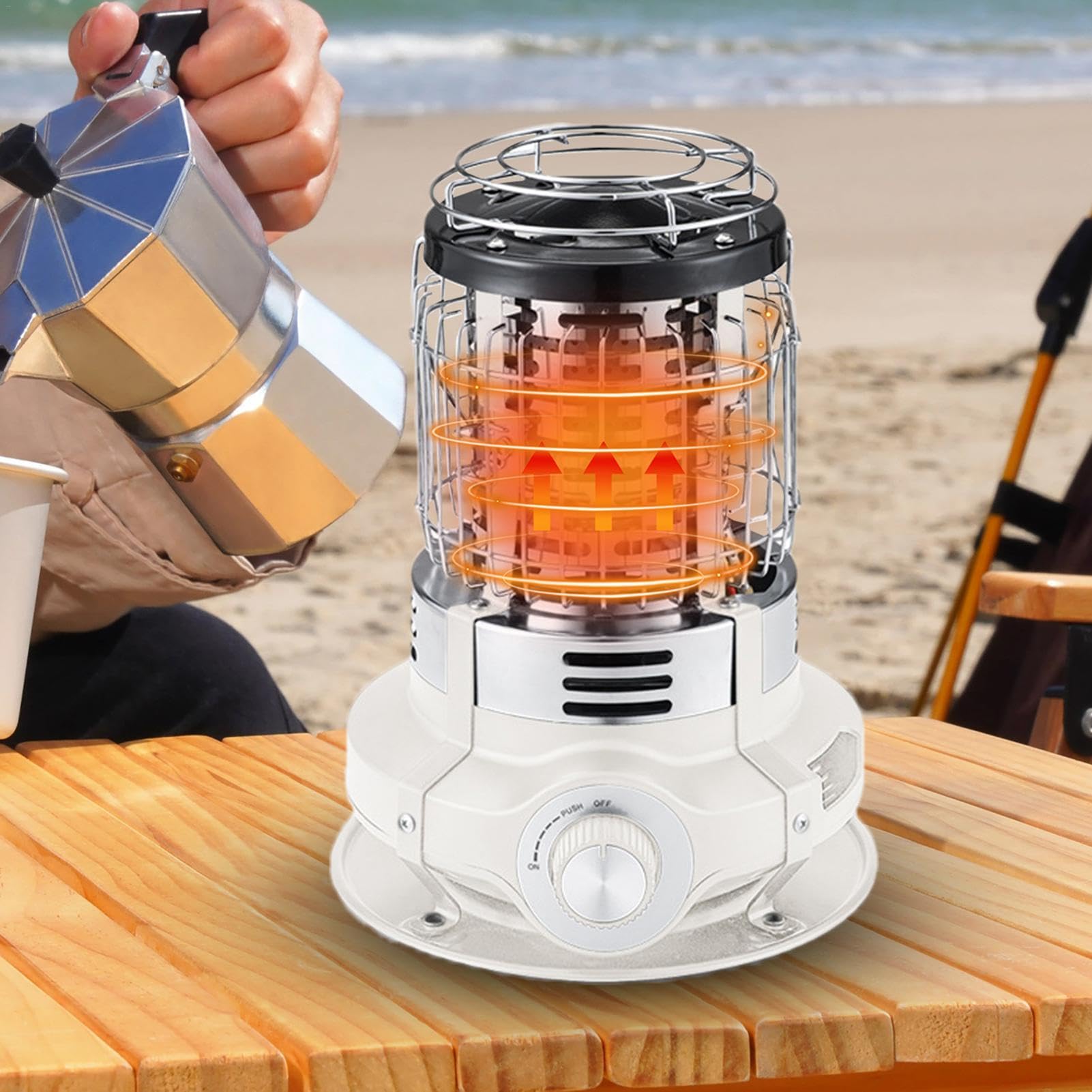 Riscaldatori da esterno per patio,Riscaldatori da patio per uso | esterno,Piccoli riscaldatori - Stufa riscaldante per portatile da 1500 W per esterni con protezione antiribaltamento per