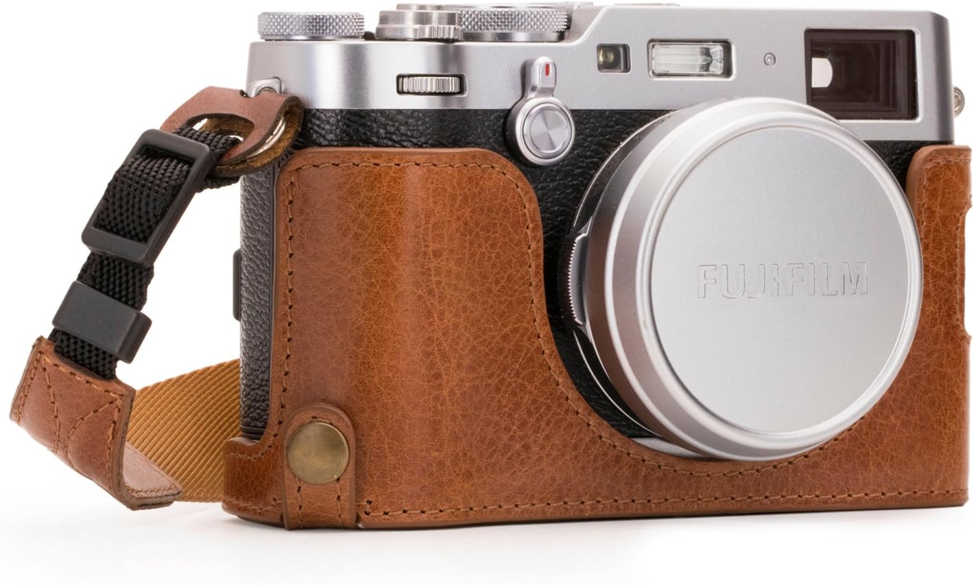 Fujifilm X100F Ever Ready Genuine Leather Camera Half Case And Strap, With Battery Access - Brown - MG1282