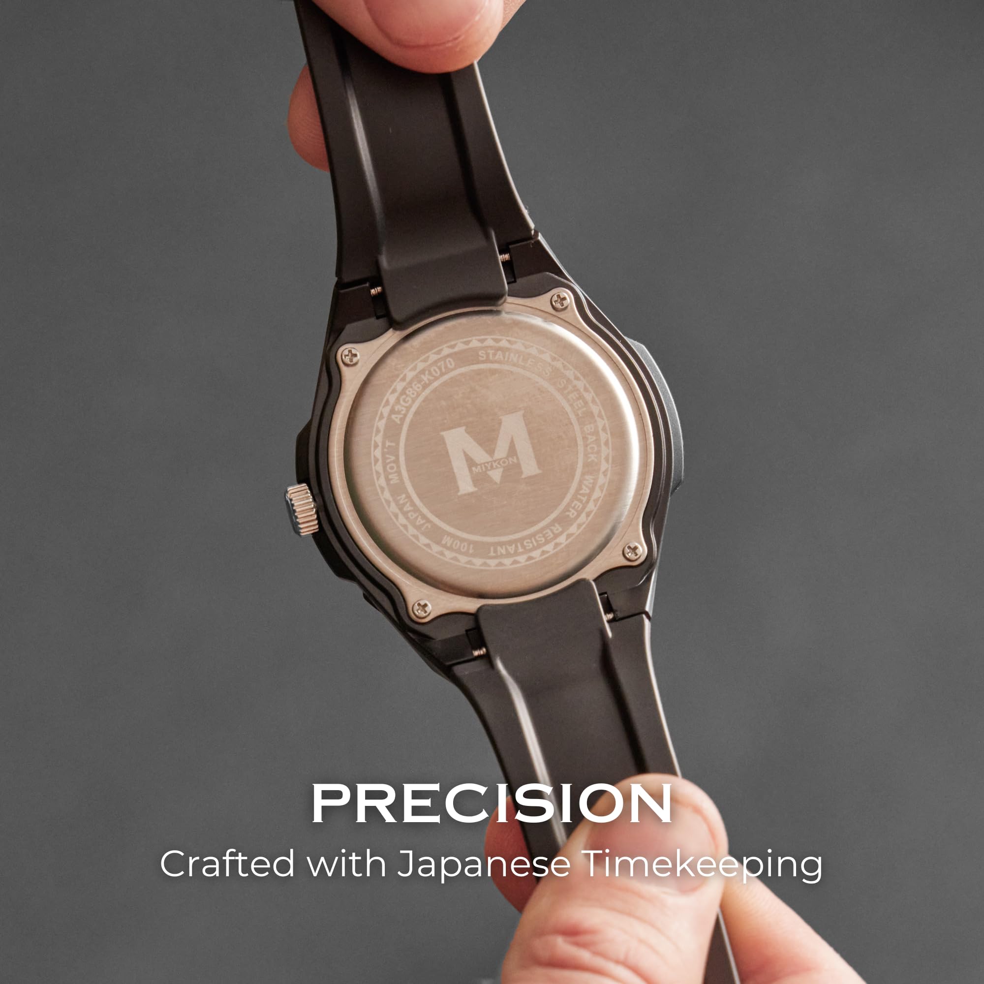 Miykon Orologio sportivo da uomo, analogico, nero, impermeabile fino a 100 m, con lunetta girevole, orologio tattico svizzero militare militare – resina antiurto leggera, quarzo giapponese