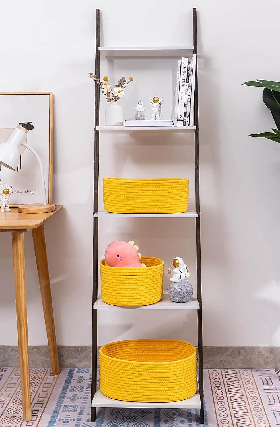 voten Small Storage Basket for Storage,Toy Storage Basket Bins Set,Shelves Closet Cloth Storage Basket for Organizing&Storage,Oval Set 3Packs,Yellow Basket Set