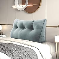 Vista 23 de Johnear - Almohada grande de cuña para cabecera de lectura, para sentarse en la cama para adultos, cojín triangular de terciopelo para respaldo