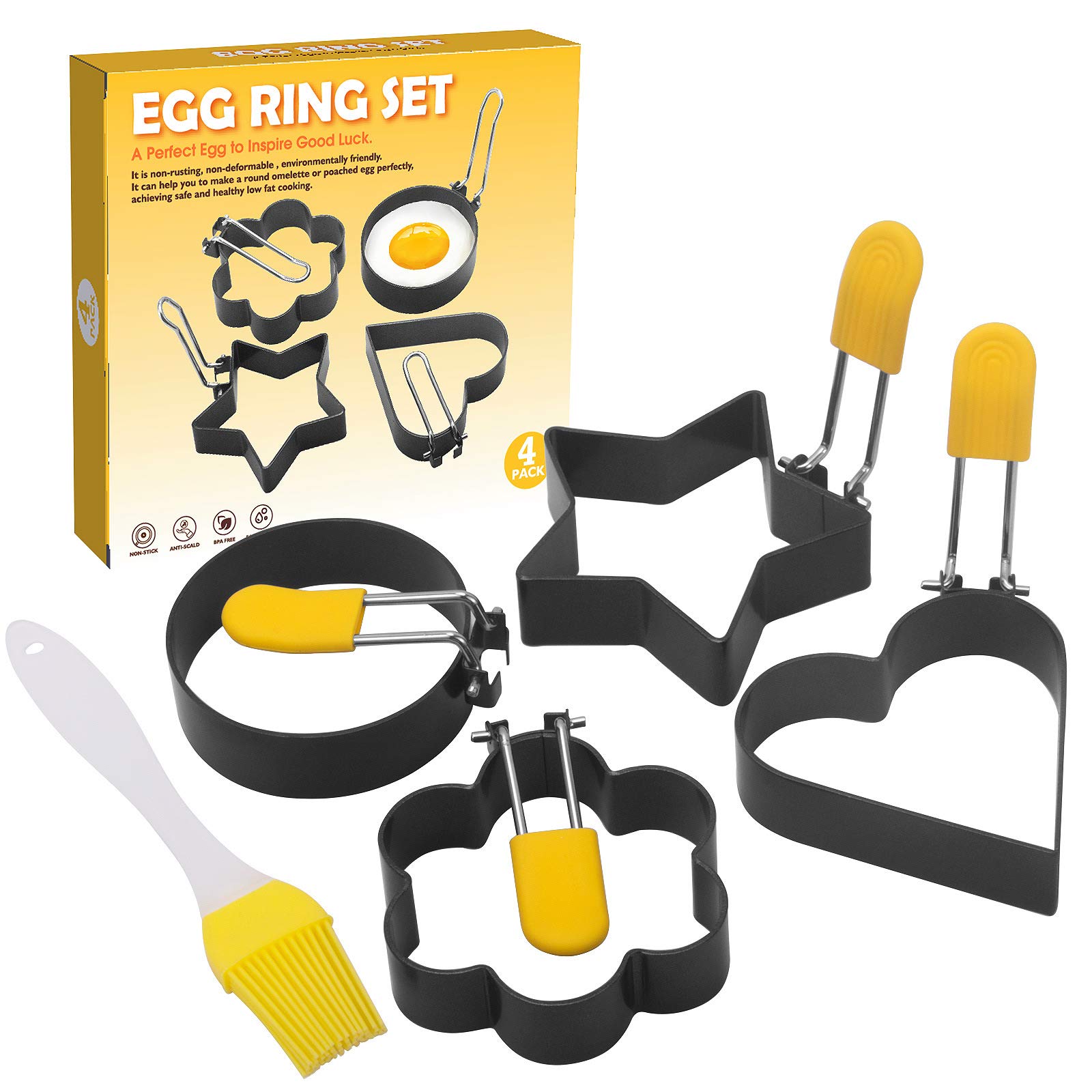 Moldes de acero antiadherentes con formas para huevos y tortitas de desayuno