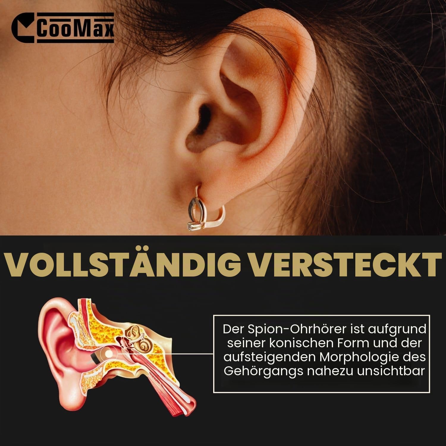 Spion Kopfhörer Kabellos VIP Pro Unsichtbare Kopfhörer mit Mikrofon Handy für Prüfung - Mini Spionage Ohrhörer Headset für Spicker Spy Earpiece In Ear (Spion Kopfhörer VIP Pro Mini) | Klinke 3,5 mm, Integriertes Mikrofon, Multifunktionstaste, Aufnahmen, K