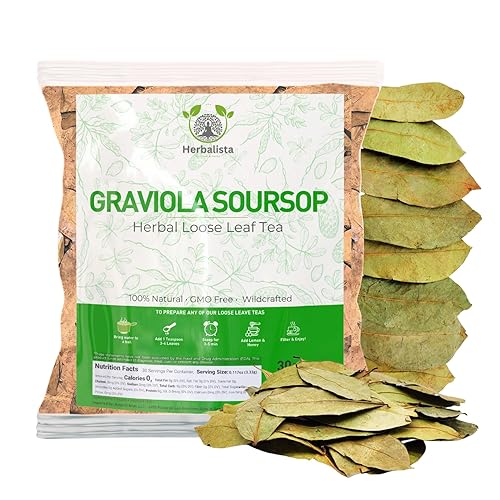 Herbalista - Hoja de guanábana graviola seca de primera calidad (4 onzas | Más de 350 hojas) | Hoja de Guanabana 100% natural | Fresca, elaborada en