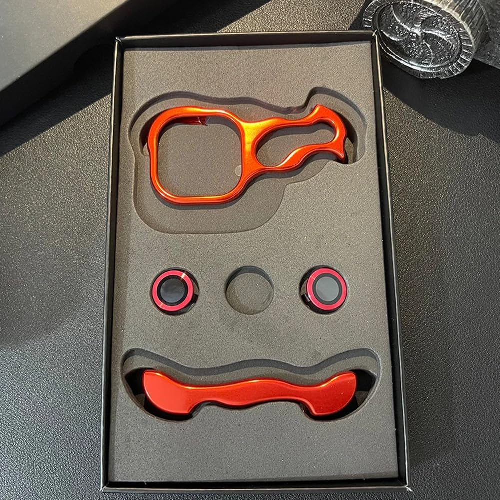 Funda de teléfono de aleación de Titanio sin Marco de Metal para iPhone 16 15 14 13 12 Pro MAX Plus con Lente en Forma, roja, para iPhone 15 Pro