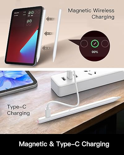 Miniatura 4 de Lápiz de carga inalámbrico de 2 generación para Apple, lápiz capacitivo con rechazo de palma compatible con Apple iPad 1098, iPad Mini 6, iPad Air
