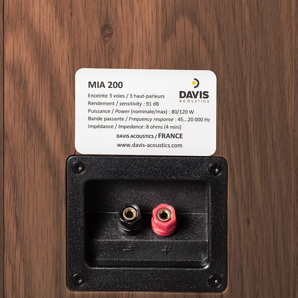 Davis Acoustics Mia 200 Noyer américain - Colonne 3 Voies/3 Haut-parleurs - Enceinte Vendue à la Paire