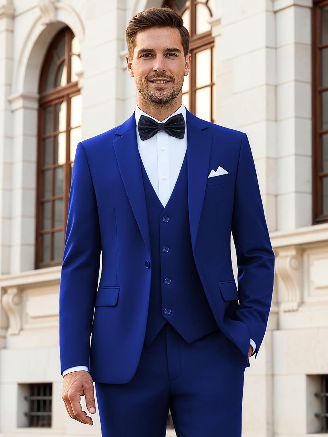 MAGE MALE Mens 3 Piece Suits Slim Fit Tuxedo Suit Set Soild Prom Wedding Suits One Button Blazer Vest Pants Set