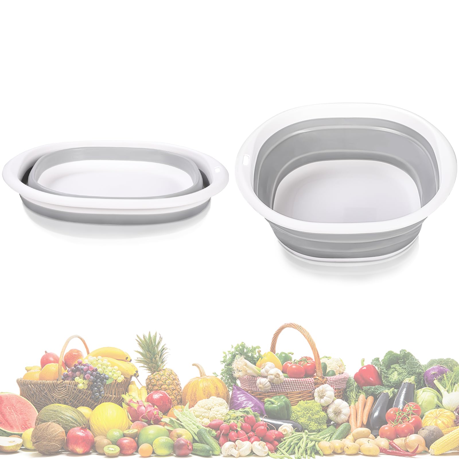 Kinwodon Collapsible Washing up Bowl, 4L Folding Hand Wash Basin Portable Washbasin Multipurpose Outdoor Travel Basin Bucket for Kitchen Camping Caravans