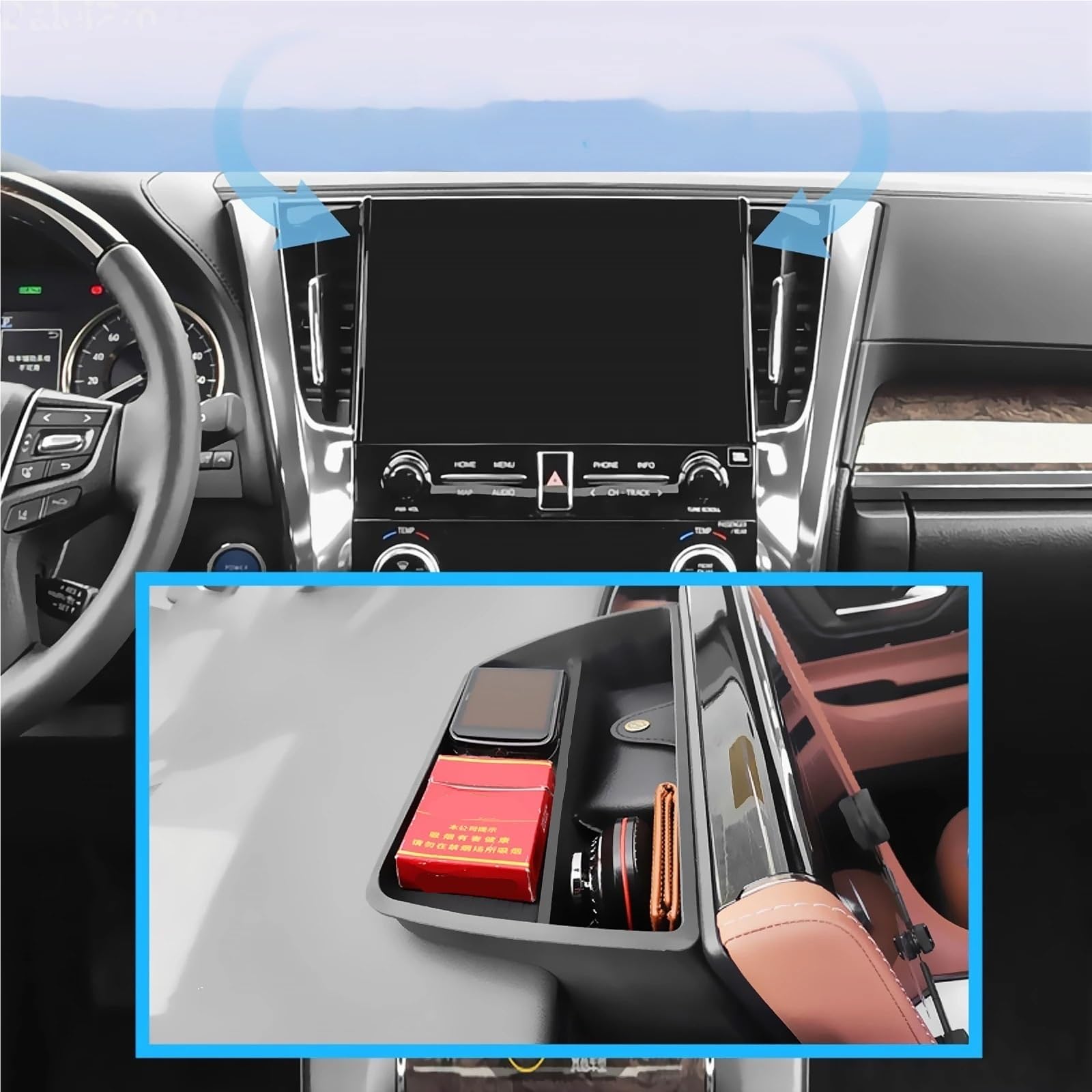 Pasuje do Toyoty, pasuje do Alphard AH40 2023, 2024, 2025, schowek w podłokietniku, schowek za ekranem Konsola Środkowa(All 3 pcs)