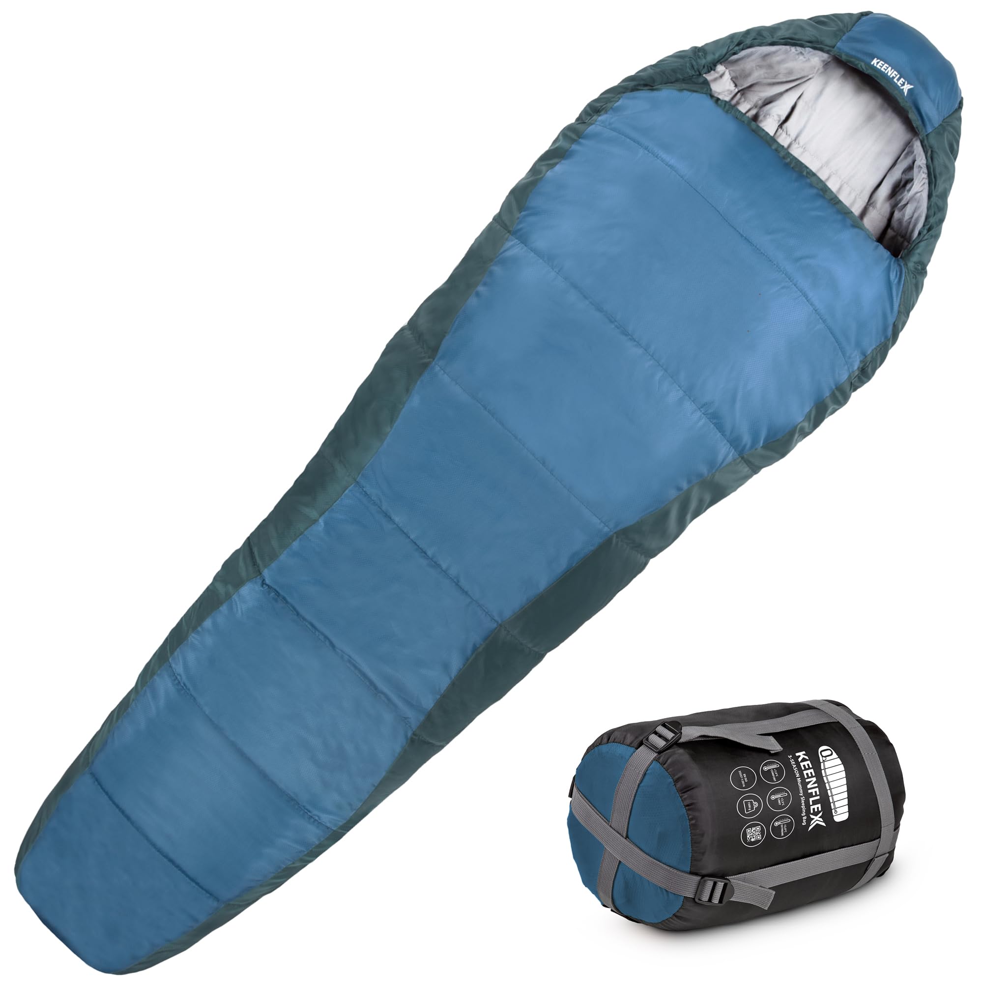 Sac de Couchage pour Adultes – Petit Format et Ultra-léger– 3 Saisons (1500g) et Sac de Couchage d'été (900g) - pour Le Camping et Les activités de Plein air