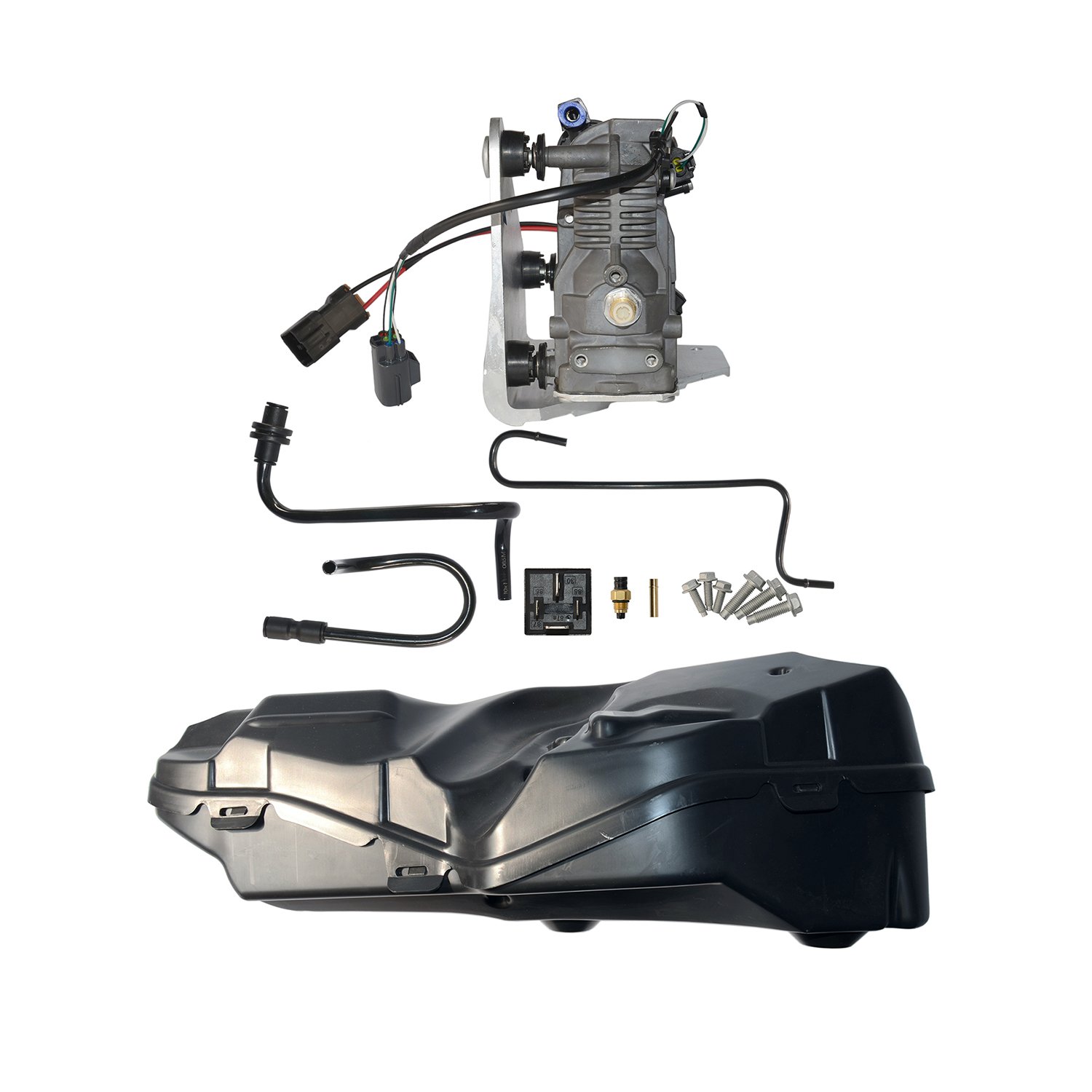 Bisenya LR023964 AMK Style Compresseur de suspension d'air et housses - Compatible avec Dis-covery 2005-2009 LR3, 2010-2014 LR4, Ran-ge Ro-ver Sport 2006-2013 LR044360 LR045251