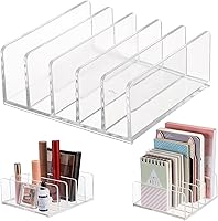 Vista 9 de Hipiwe 2-Pack Acrylic File Organizer for Sorting Mail - 5 Slots Letter Sorter Clear Desktop Bill Divider Holder for Paper Envelope Document Book