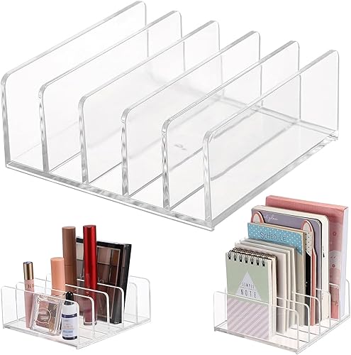 Miniatura 9 de Hipiwe Paquete de 2 organizadores de archivos acrílicos para clasificar correo, clasificador de letras de 5 ranuras, soporte divisor de billetes de