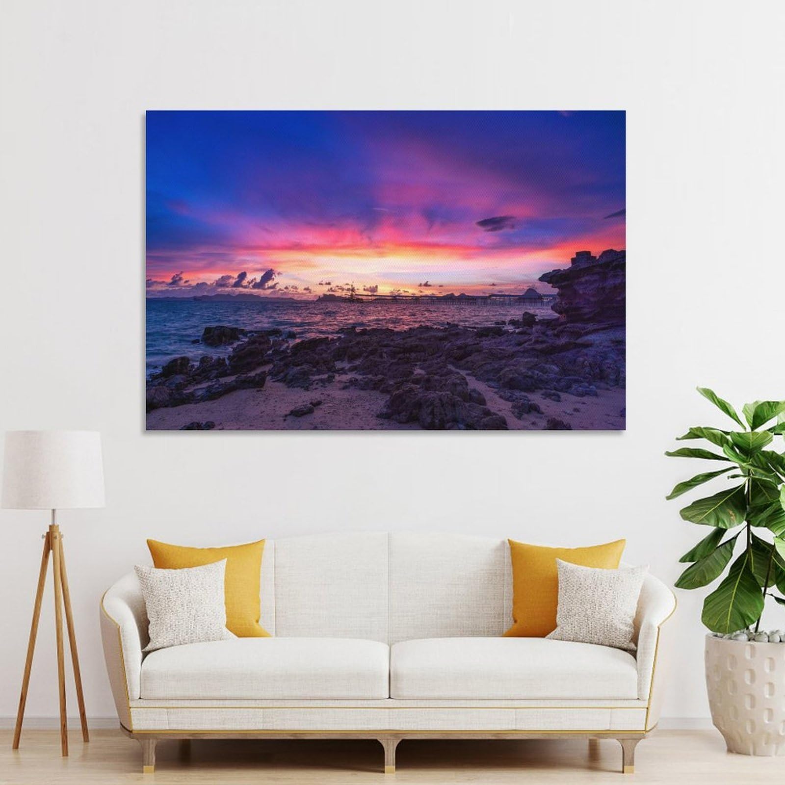 Junmoney Beautiful Sunset Decorative Wall Artwork 20x30inch(50x75cm), for Living Room, Bedroom, Office Or Hallway, Decorative Artwork with Broad Appeal