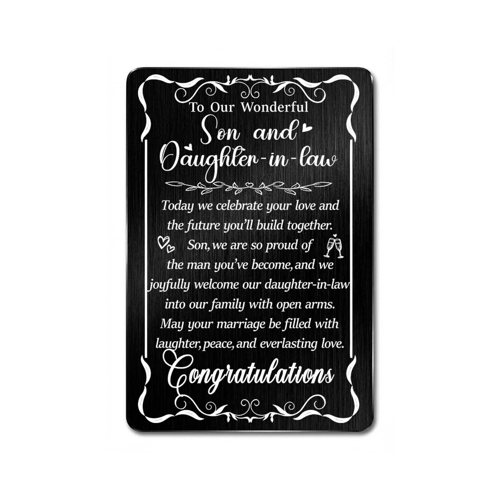 Hewonnn Wedding Gifts for Son and Daughter-in-law - Son and Daughter-in-law Wallet Card - Congratulations Wedding Day Card for Newlyweds from Mom and Dad