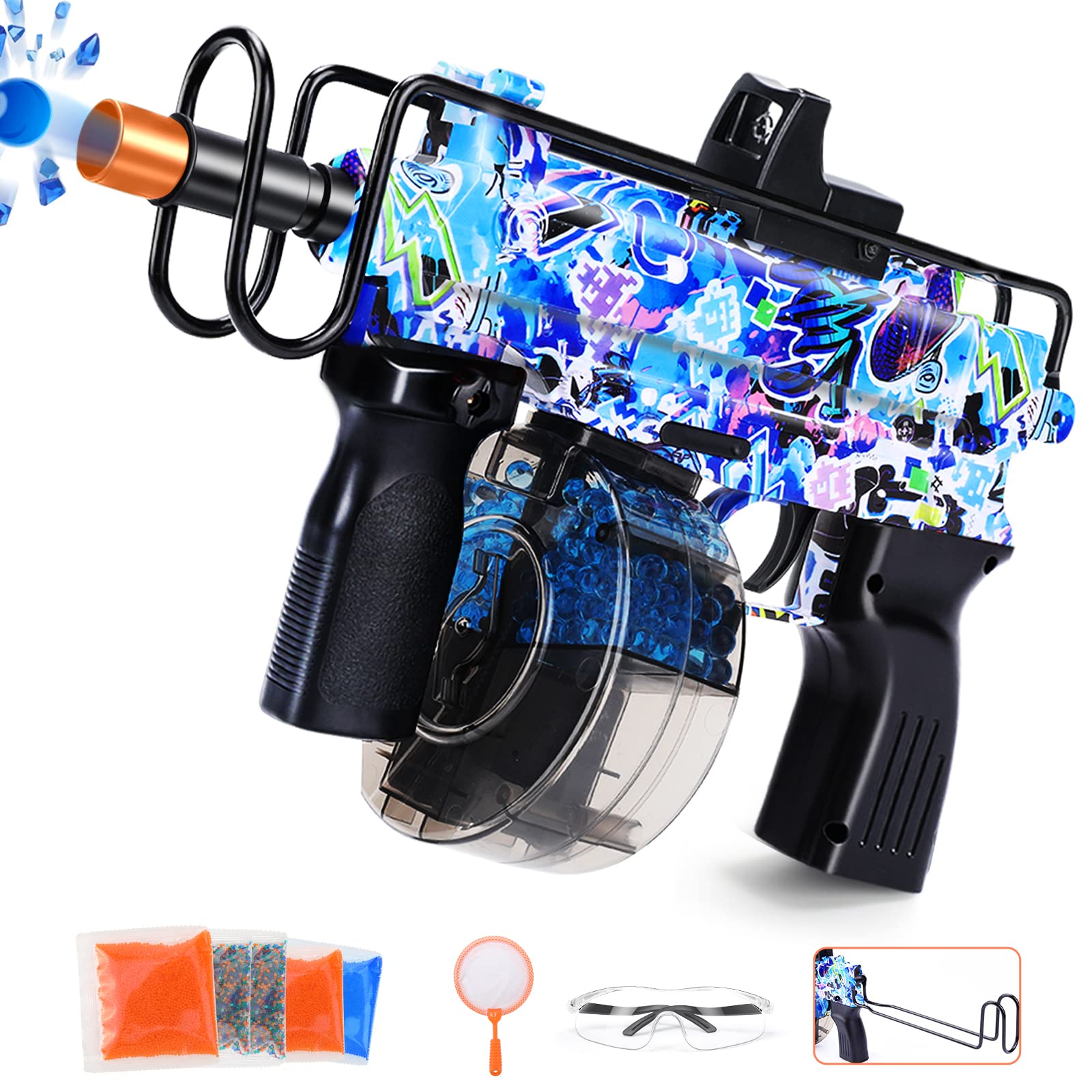 Wouod Gel Splatter Ball Blaster,Automatic Splat Blaster with 40000pcs Gel Balls for Indoor&Outdoor A