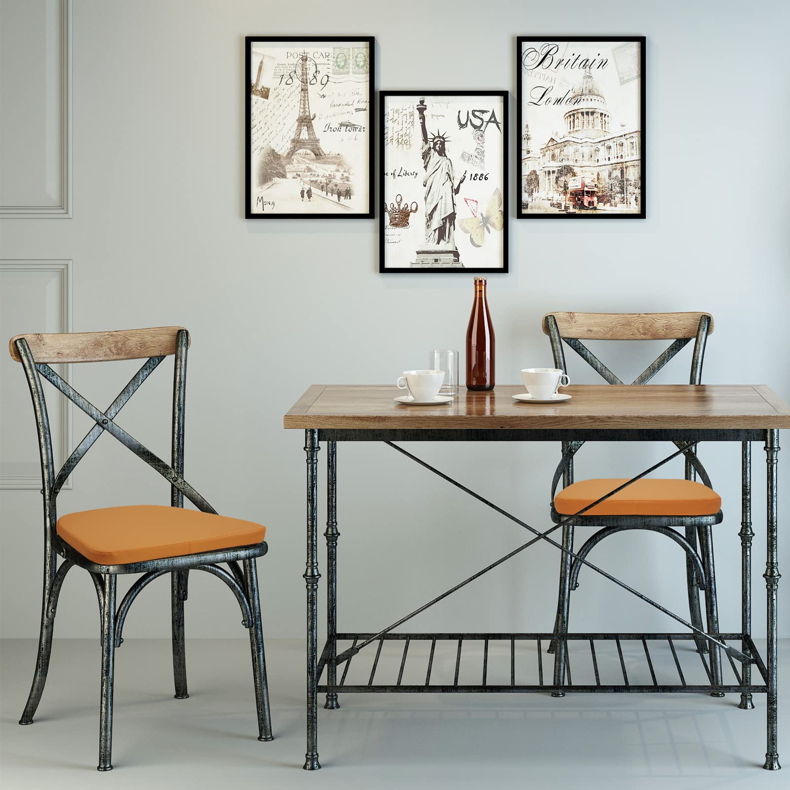 BUYUE - Cojines de metal para silla de 14 pulgadas con juego magnético de 4, almohadillas para orejas de asiento antideslizantes de piel sintética de lujo para cocina, cafetería, comedor, bistró,