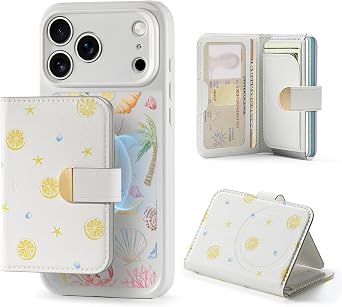 ESR for iPhone 17 Pro Max MagSafe Case with Stash Stand Bundle with MagSafe Wallet Stand, RFID Blocking with MagSafe Ring, Coastal Summer