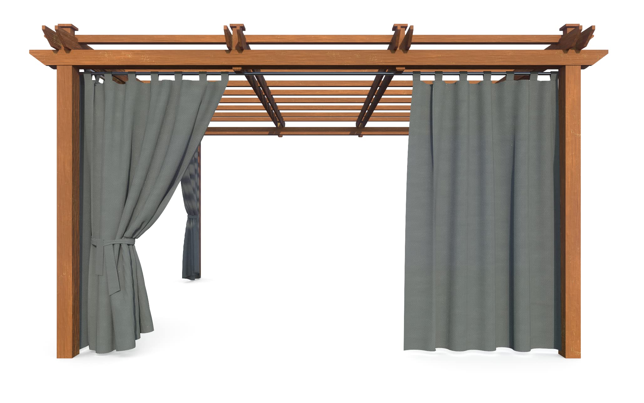Terrassenvorhang, Wasserdichter Gartenvorhang für Terrasse, Balkon, Pergola & Pavillon, Schlaufen mit Klettverschluss, Schutz vor Sonne, Regen & Wind, Grau, 220 x 155 cm, 2 Stück