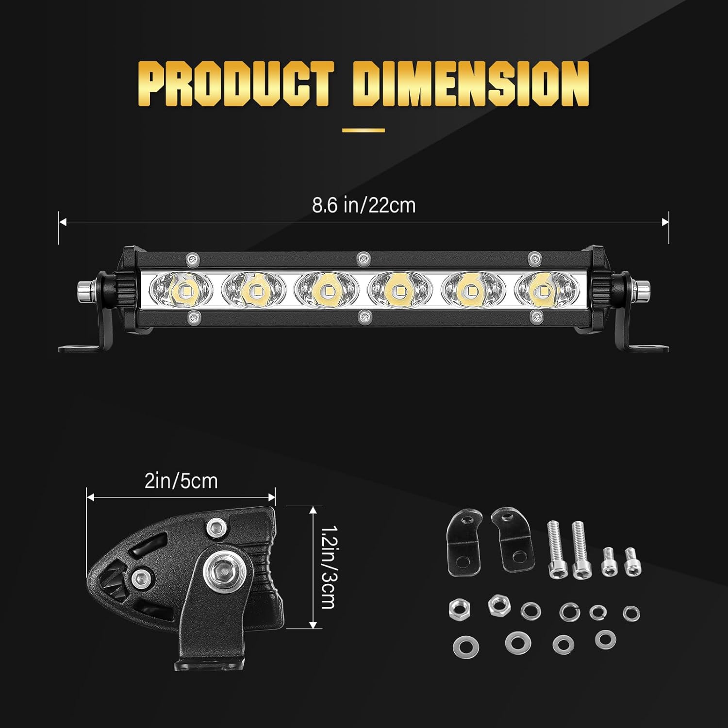 RIGIDON 2PCS 30W LED Light Bar 7Inch Slim Spot Light Bar Single Row Waterproof LED Work Light Driving Boat Road Lights for ATV UTV Truck