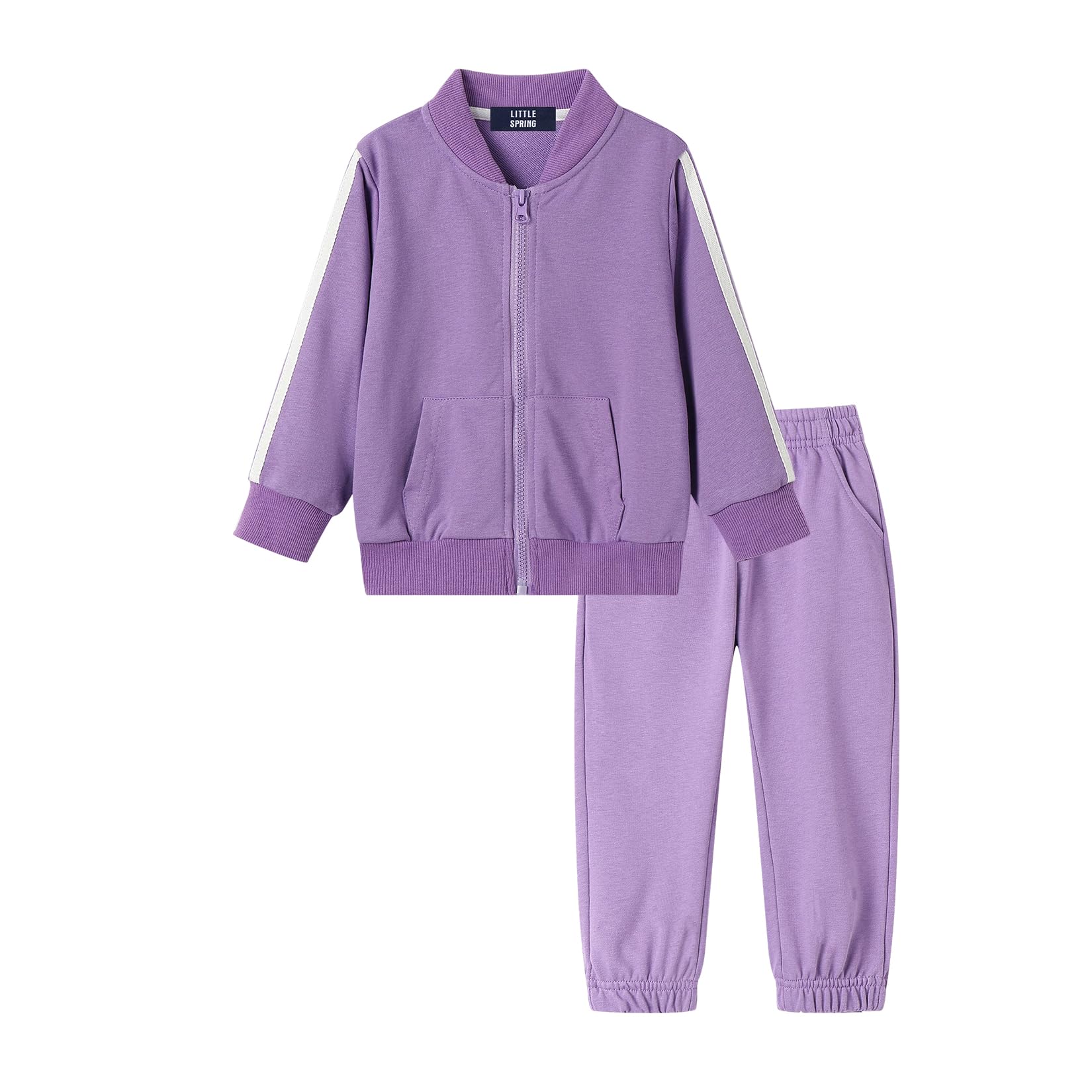 LittleSpring Little Boys Tracksuit Zip Up Athletic Hoodie and Jogger Pants 2-Piece Set
