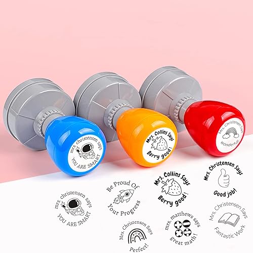 Miniatura 6 de Sello redondo personalizado para profesores, sellos de libros personalizados, 20 patrones y 10 fuentes para elegir